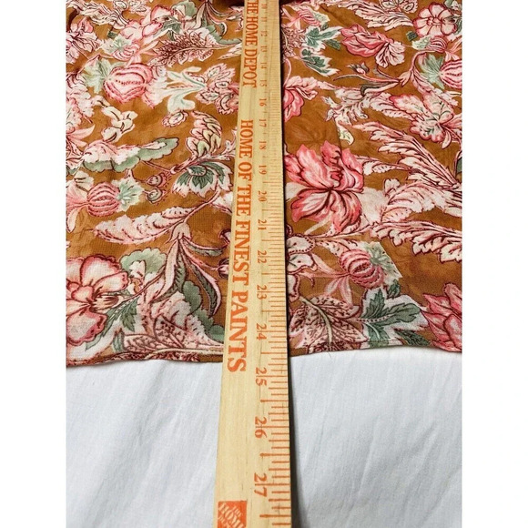 By Anthropologie Pullover Blouse XLP Sheer Floral Flowy Boho Tassels Tie Neck - Picture 11 of 12